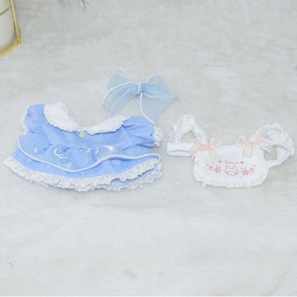 Uumir miniature dress suit, quần áo búp bê 10cm 20cm màu xanh lam, quà tặng phim hoạt hình thỏ trang phục có thể thay thế thay thế trò chơi mặc quần áo mini bowknot headwear búp bê nhồi bông