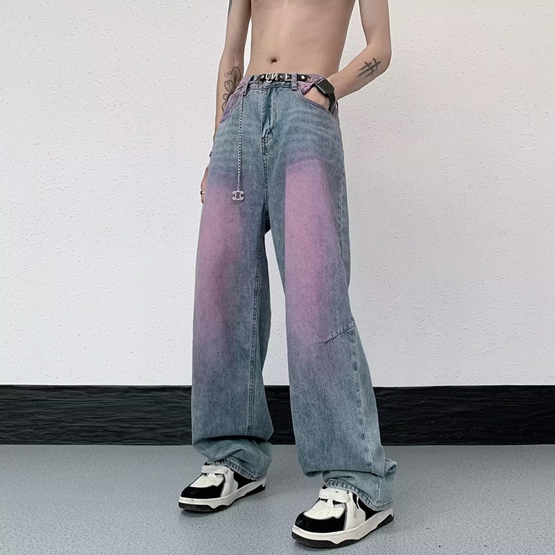 Quần Jeans Màu Gradient Phong Cách Thời Trang Retro Mỹ Dành Cho Nam Và Nữ