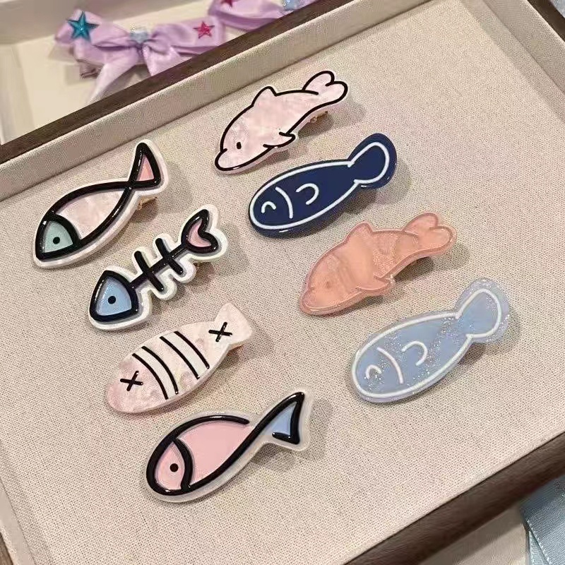 Nữ tính ocean series kẹp tóc dễ thương cá khô nhỏ cá heo nhỏ tóc mái kẹp bên hông phụ kiện tóc sức sống mũ nữ