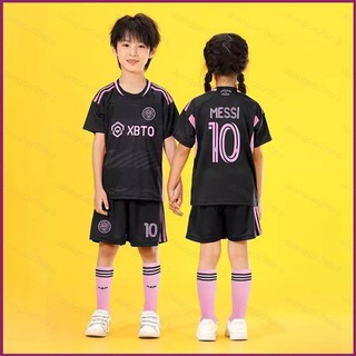 Yp2 23/24 childrens set inter miami jersey away messi football tshirt quần short trẻ em suit py2