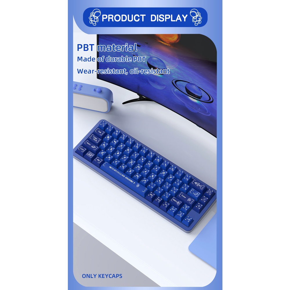 Interstellar journey blue keycaps cherry profile keycap được cá nhân hóa cho bàn phím cơ với phím 7u và iso