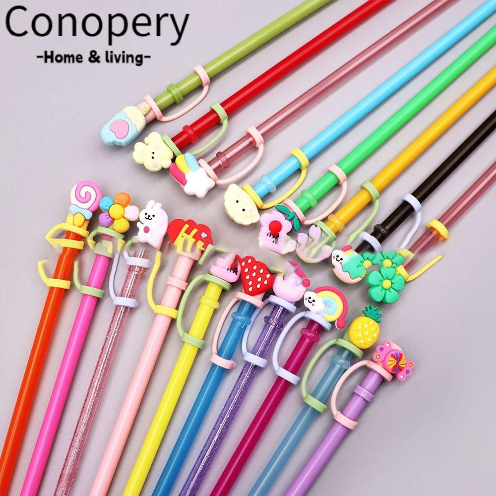 Conopery Nắp đậy bụi uống, phích cắm rơm silicone kín khí, phim hoạt hình chống bắn tung tóe phụ kiện cốc có thể tái sử dụng phích cắm ngoài trời