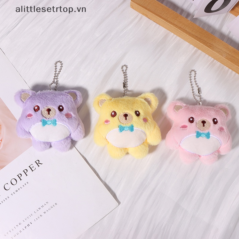 Alittlesetrtop gấu dễ thương đồ chơi sang trọng phim hoạt hình động vật mặt dây chuyền búp bê nhồi bông mềm móc khóa ba lô túi xe hơi vòng chìa khóa trang trí quà tặng trẻ em.