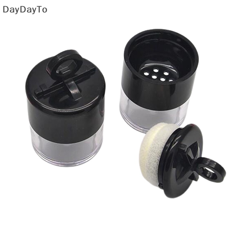 Daydayto 10g hộp đựng bột rời bằng nhựa di động hộp đựng lọ trang điểm với bông phấn.