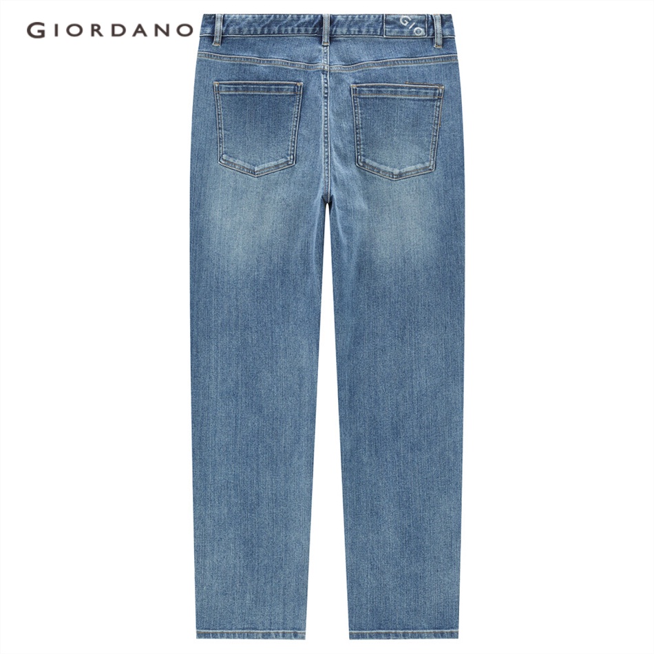 Quần jean cạp vừa in hình năm túi GIORDANO 18113619