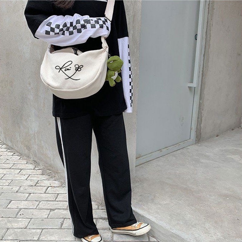 Túi vải ELACCENT đeo chéo in chữ BlackPink thời trang cao cấp