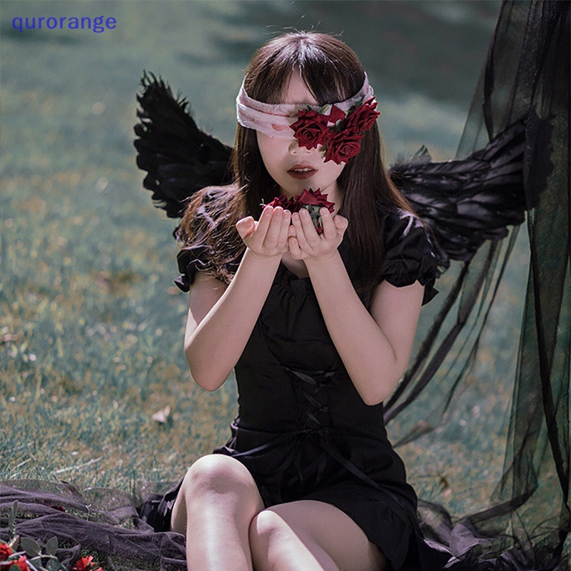 Qurange 1pc đôi cánh thiên thần trắng đen cánh lông vũ người lớn trẻ em quà tặng sinh nhật cosplay ror
