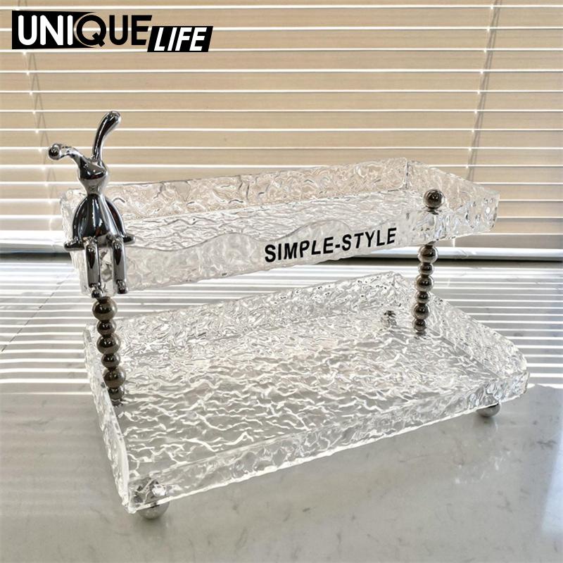 Khay trang điểm trưng bày phòng tắm vanity cho trang sức nước hoa chăm sóc da Kệ để đồ phòng tắm 2 tầng Acrylic kệ mỹ phẩm để bàn trong suốt