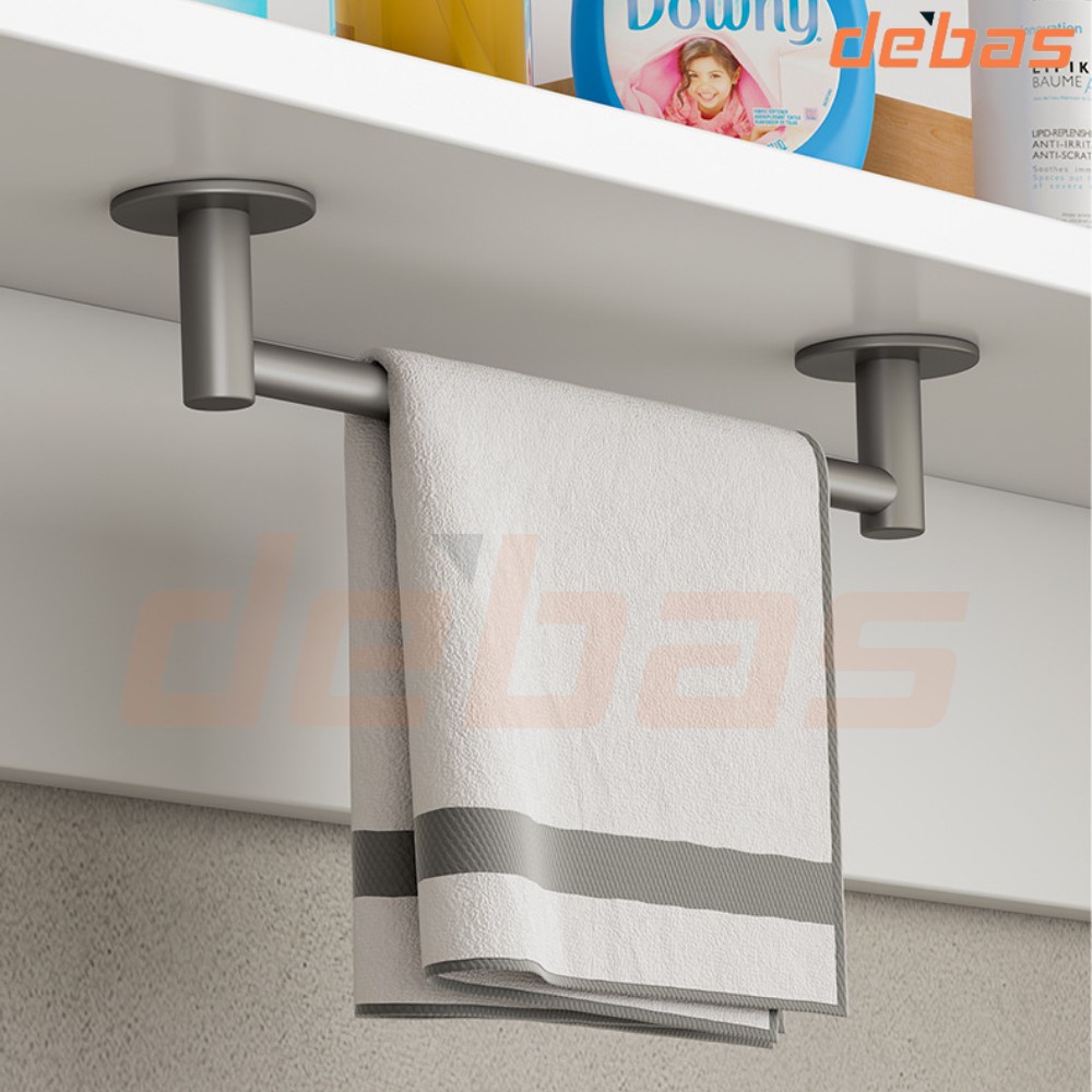 Giá để dép, treo khăn dán tường chất liệu nhôm không gỉ vắt khăn đơn đa năng, thanh treo dép DEBAS