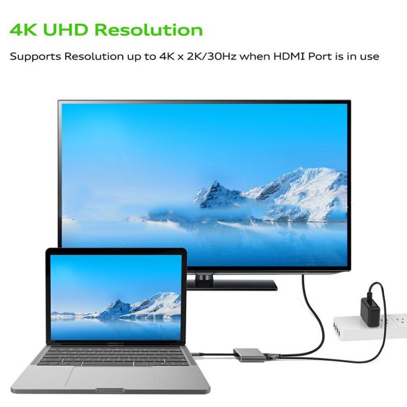 Bộ chuyển đổi usb loại c sang hdmi, bộ chuyển đổi loại c otg 3 trong 1, 4k hdmi & pd sạc nhanh usb c sang hdmi bộ chuyển đổi usb loại c nữ