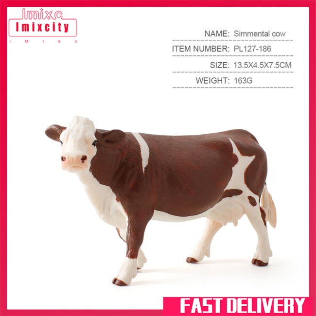 Imixcity mô phỏng con bò sữa hình hành động thực tế dễ thương động vật trang trí mô hình cho bộ sưu tập trẻ em