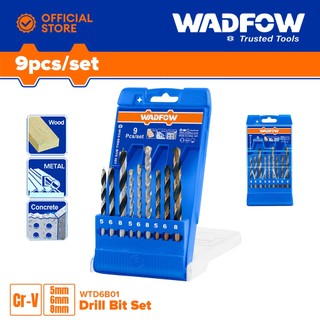 Bộ 9 mũi khoan gỗ, xoắn ốc, bê tông wadfow wtd6b01
