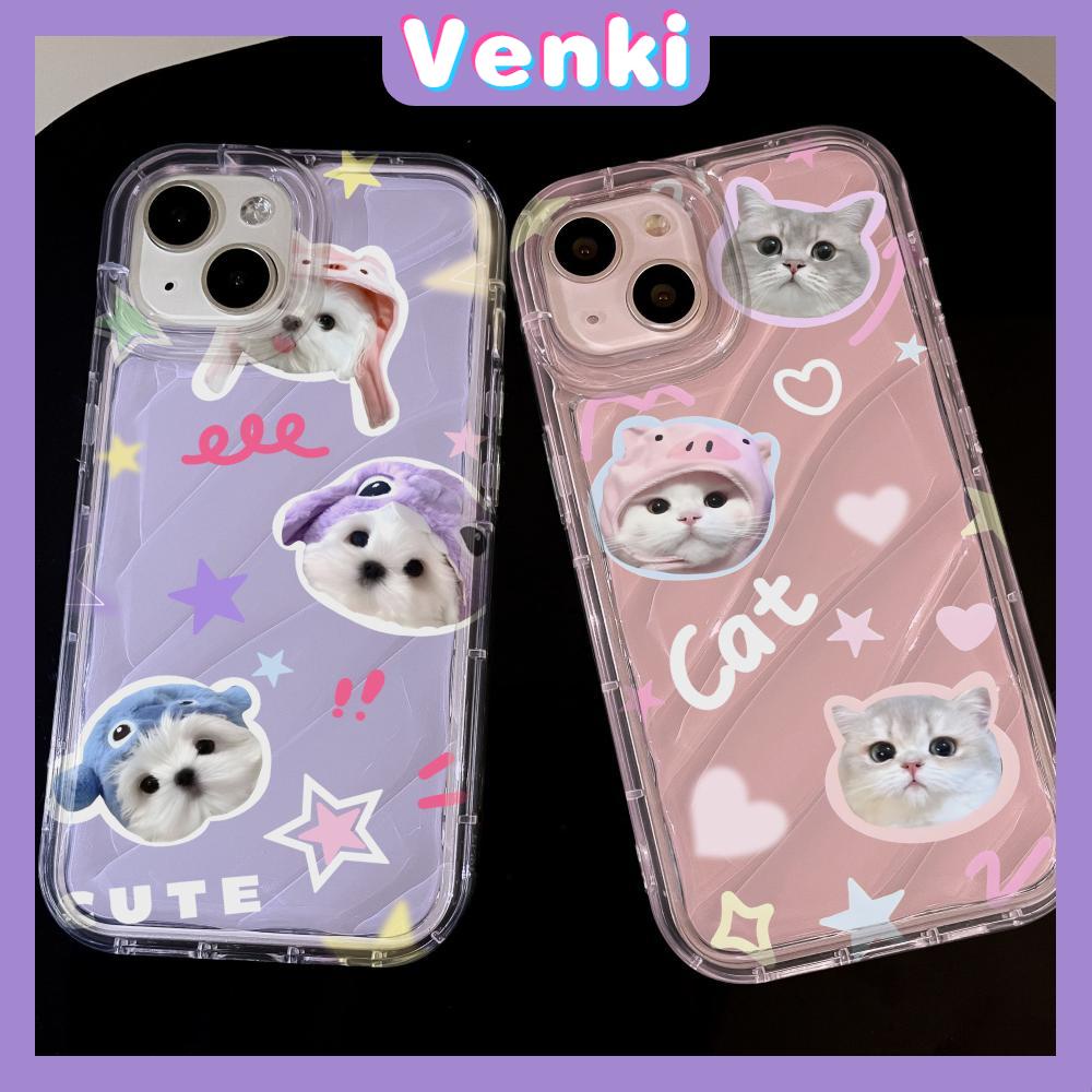 VENKI - Dành Cho iPhone 11 Ốp Lưng iPhone Water Ripple Clear Case TPU Mềm Trong Suốt Chống Sốc Chó Mèo Dễ Thương Chữa Bệnh Tương thích với iPhone 14 Pro max 13 Pro max 12 XS XR 7Plus 8Plus