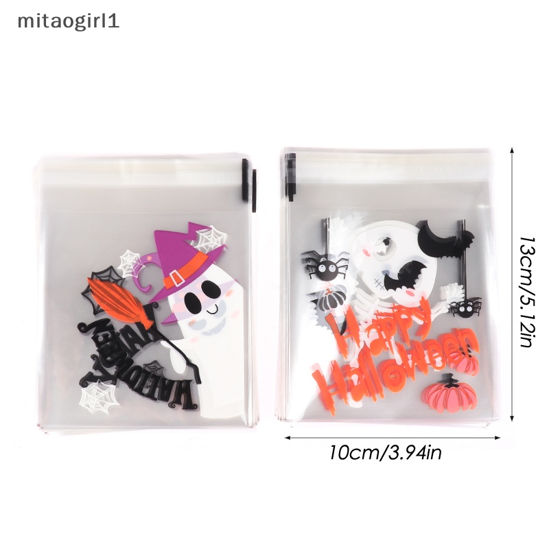100 cái halloween kẹo nhựa bánh quy túi quà tự dính túi bọc đồ ăn nhẹ halloween đồ trang trí tiệc đồ dùng cho trẻ em quà tặng boutique