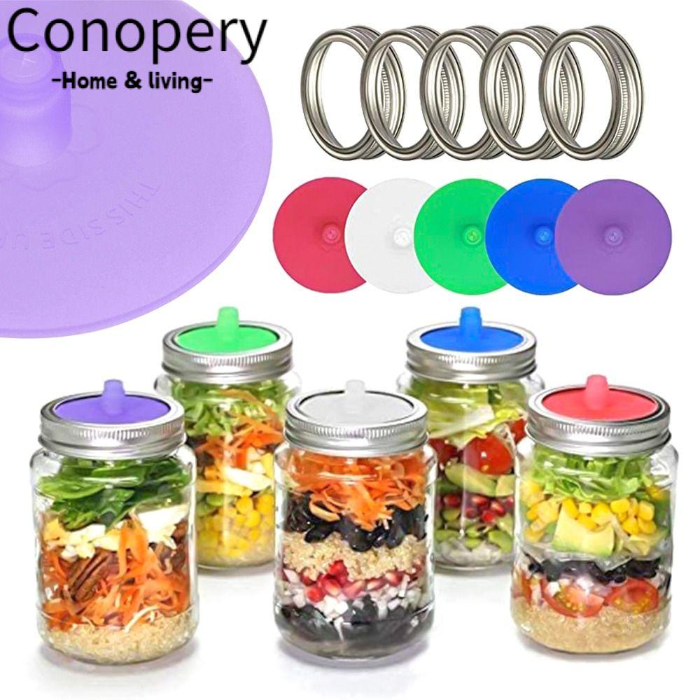 Conopery Nắp đậy lên men khóa khí 86mm dụng cụ nhà bếp nắp đậy bằng silicon cao cấp trên cùng với vòng kim loại