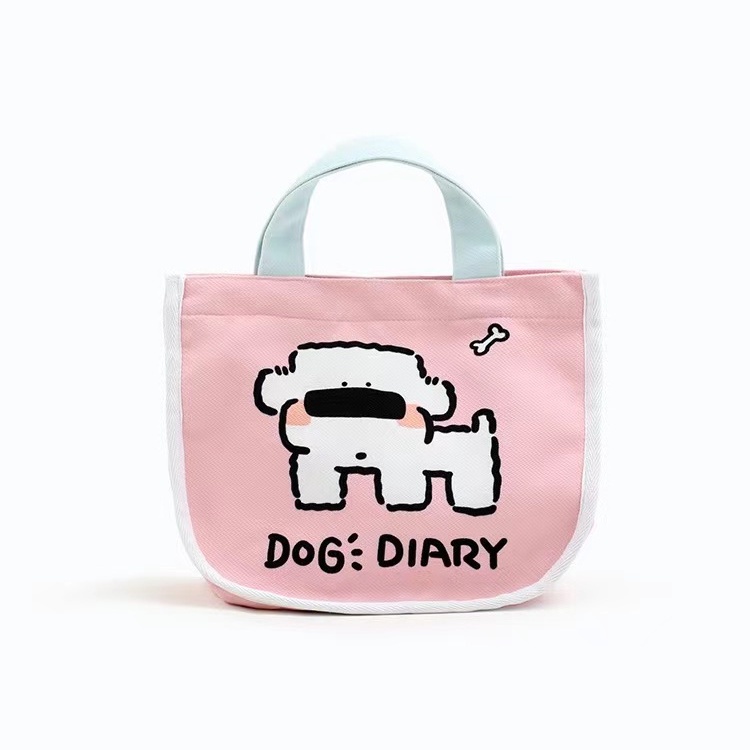 Con chó con dễ thương xách tay mẹ túi vải mua sắm sinh viên túi xách dễ thương hộp cơm bento túi xách nữ