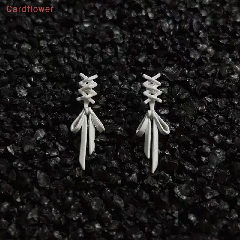 1 Cặp Bông Tai Hình Nơ Bằng Hợp Kim Màu Bạc Phong Cách gothic punk Mới