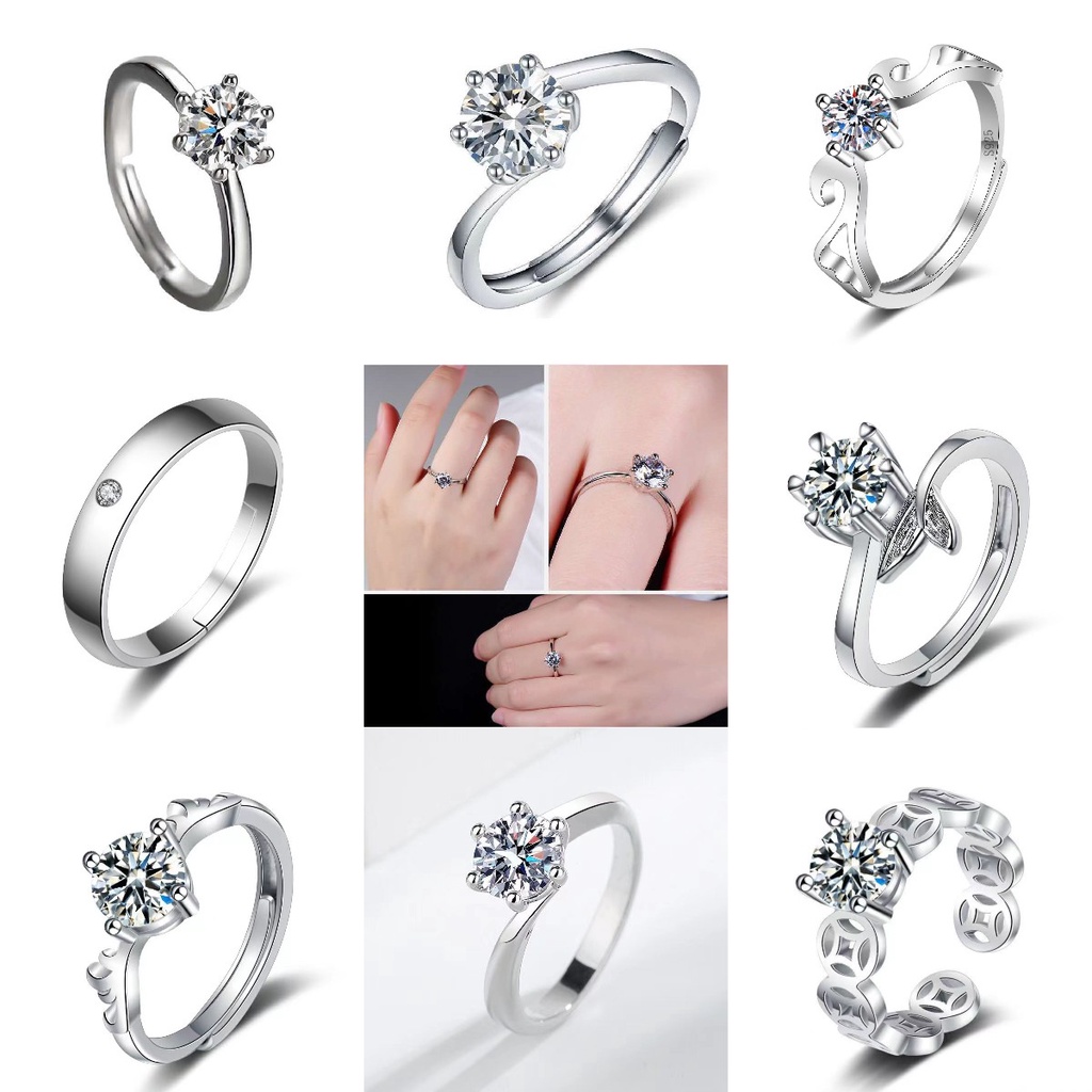 Thời trang nữ trang sức hợp kim cặp đôi mẫu nhẫn kim cương moissanite