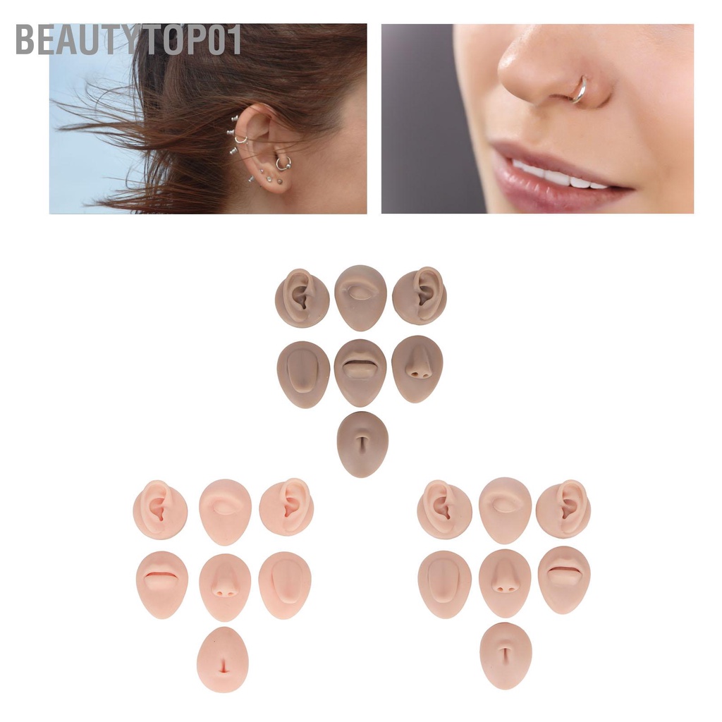 BeautyTop01 Phòng Thân Thực Hành Mô Hình Phỏng Silicone Tai Mắt Mũi Miệng Lưỡi Và Bụng Mẫu Cho Người Mới Khuyên