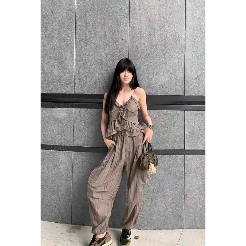 Zara Bộ Áo Lót Nhiều Lớp + Quần Yếm Lưng Cao Thời Trang Mùa Thu Cá Tính7896607 7770607