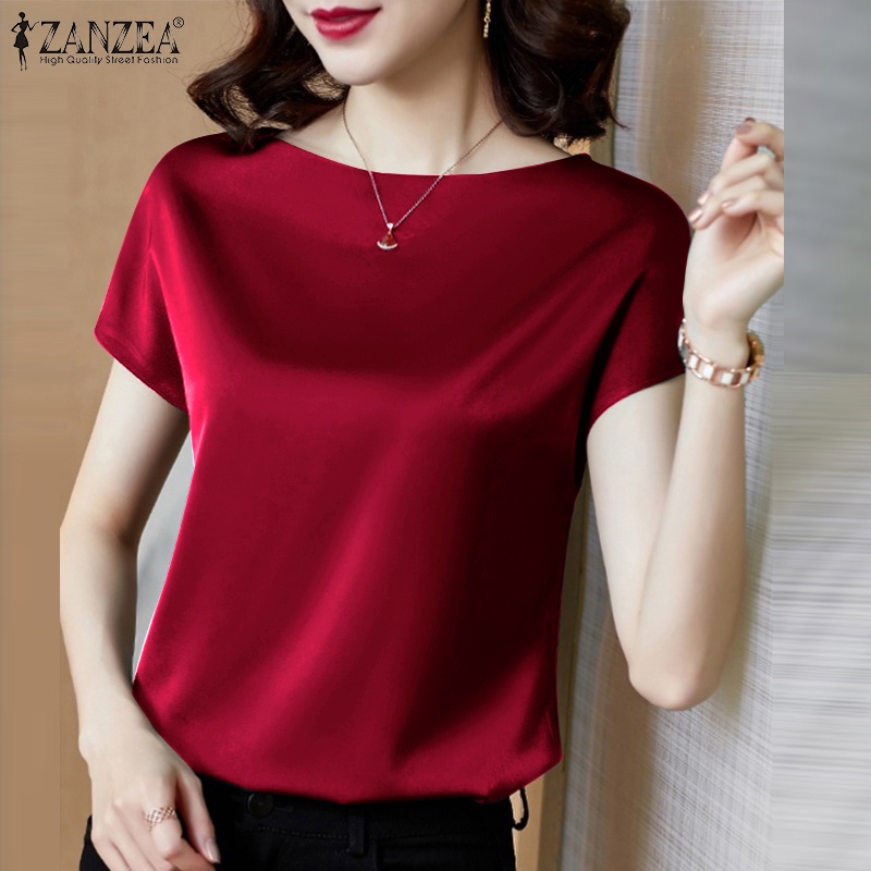 Áo nữ ZANZEA ngắn tay vải satin thời trang Hàn Quốc