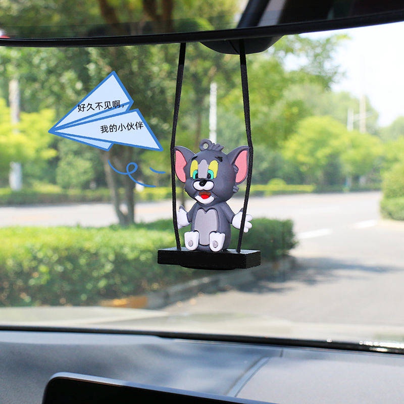 Cute Cat and Mouse Automobile Hanging Ornament Creative Car Decoration Car Rearview Mirror High-End Ornaments Car Interior Decoration JZ5x