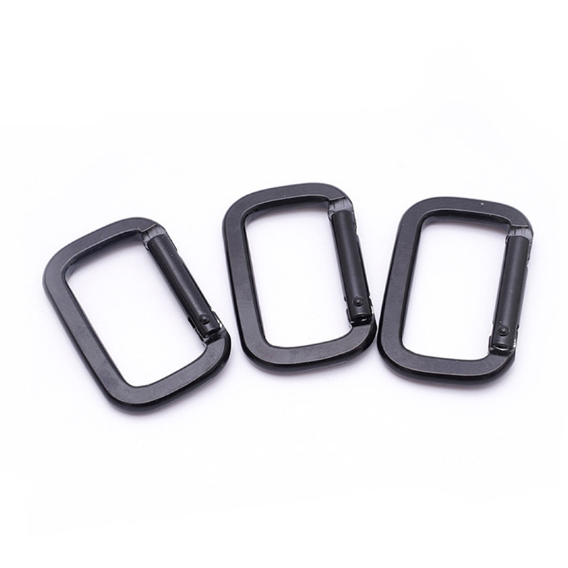 Móc Khóa Carabiner  Không Gỉ Nhanh Chóng  Móc Khóa Treo Ba Lô Đa Năng Hình Vuông Màu Đen Dùng Khi Đi Cắm Trại