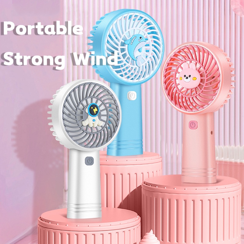 Quạt USB Cầm Tay Hình Thỏ / Cá Heo / Phi Hành Gia 3D Dễ Thương Nhỏ Gọn Không Gây Tiếng Ồn Có Thể Sạc