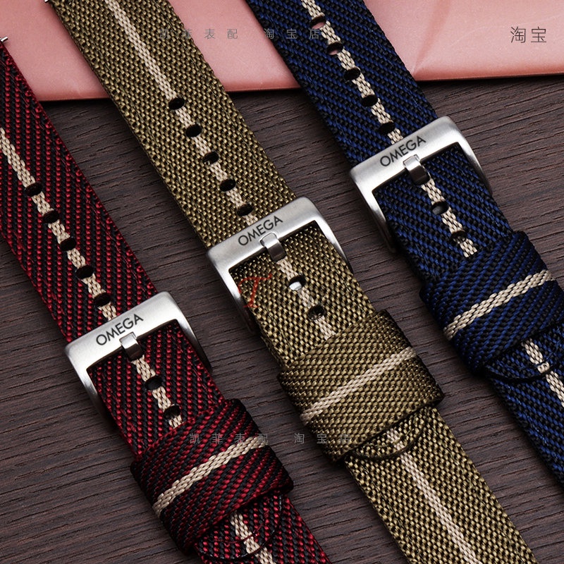 Dây Đeo Đồng Hồ Bằng Nylon Mềm 20mm In logo Omega Cho Moonwatch Cobraned
