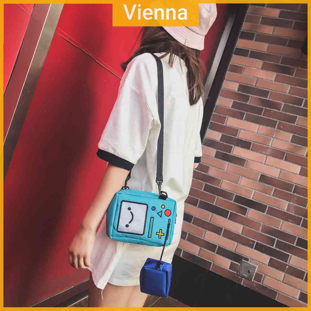 Túi Đeo Chéo Vải Bố Mini In Hình Robot Thời Trang Cho Nữ