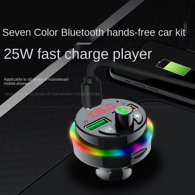 Máy Nghe Nhạc MP3 Bluetooth Sạc Nhanh Hai Cổng USB Màu Sắc Dành Cho Xe Hơi