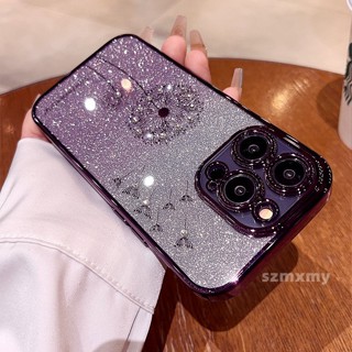 Ốp Điện Thoại Bồ Công Anh Gradient Kim Cương Giả Sang Trọng Cho Iphone 16 15 14 12 13 11 Pro Max 16plus X / XS Max XR 7 / 8 Plus Vỏ Bảo Vệ Silicon Trong Suốt