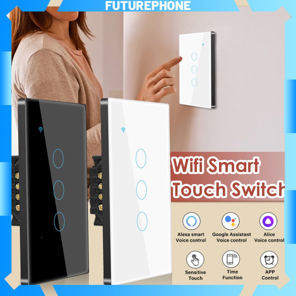 Công Tắc Cảm Ứng Đèn Thông Minh Wifi 1/2/3/4 Gang Tuya 10a Điều Khiển Từ Xa Bằng Giọng Nói Gắn Tường 100-250V 120*72Mm Hoạt Động Với Alexa Google Home Hẹn Giờ Trong Tương Lai