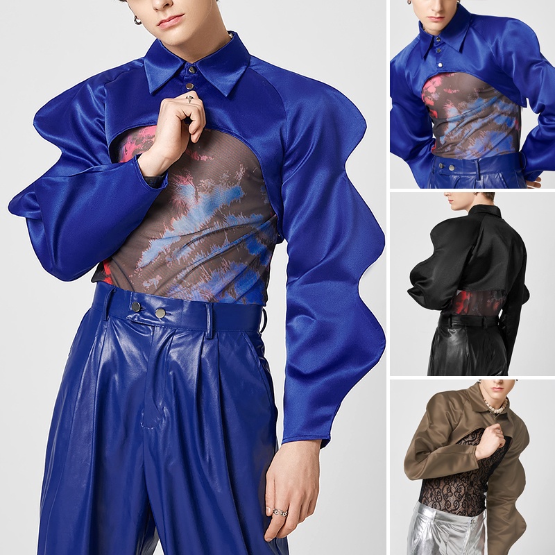 Áo INCERUN cắt xén tay gợn sóng thời trang