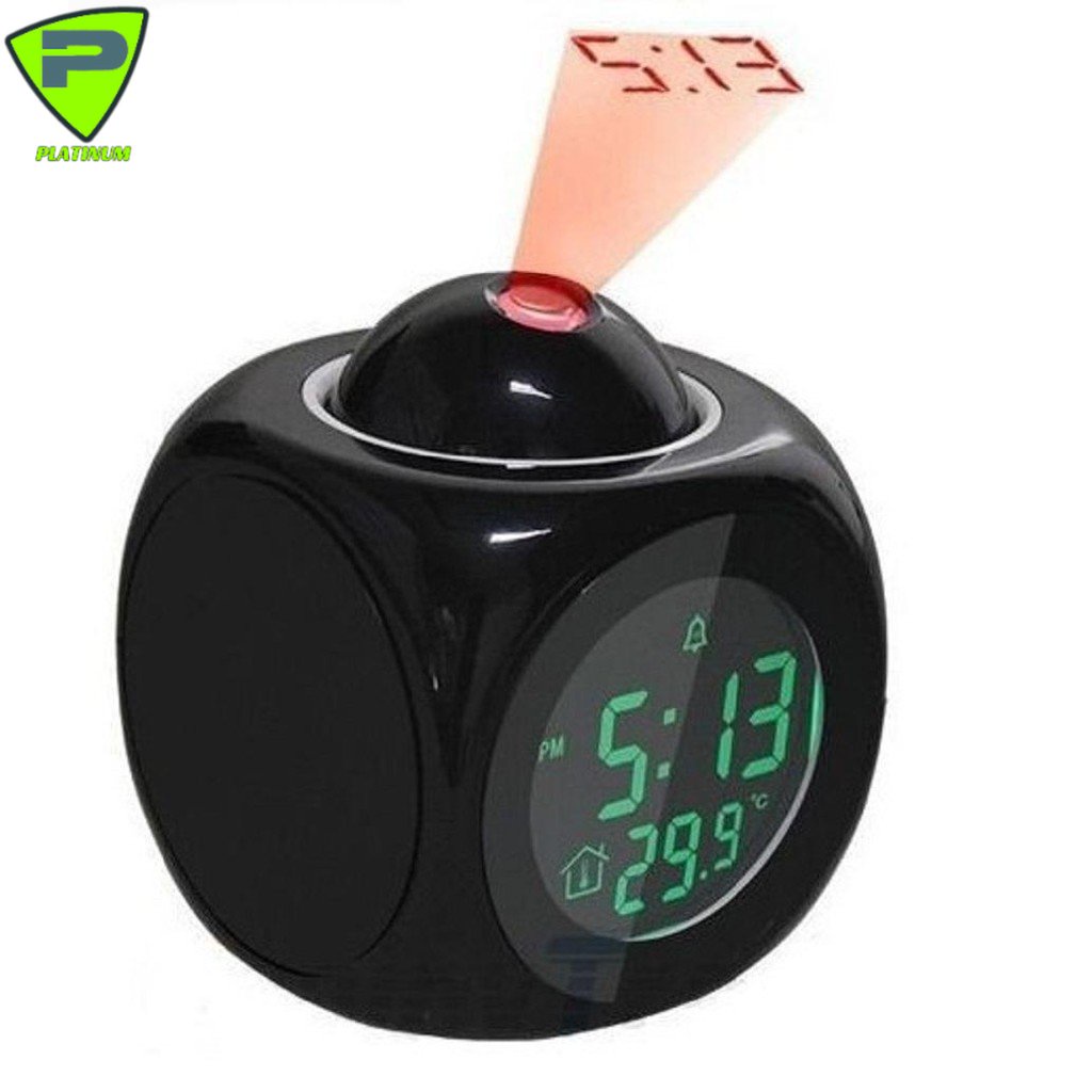 Đồng Hồ Báo Thức Có Giọng Nói Và Đèn Chiếu Thời Gian Lên Tường Màu đen