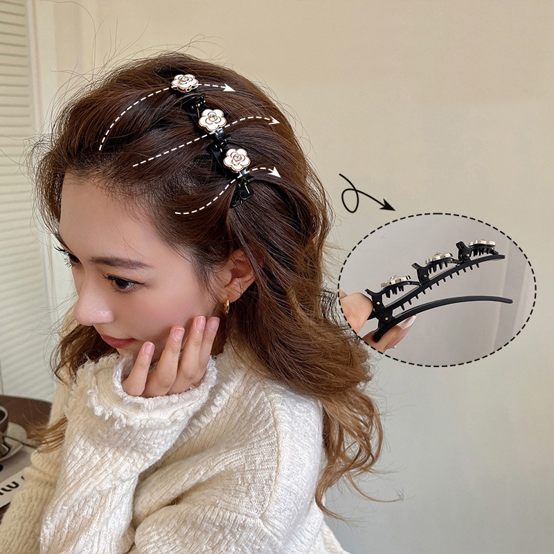 Kẹp Tóc Đính Ngọc Trai / Hoa Bằng Nhựa Thời Trang Thanh Lịch Dành Cho Nữ