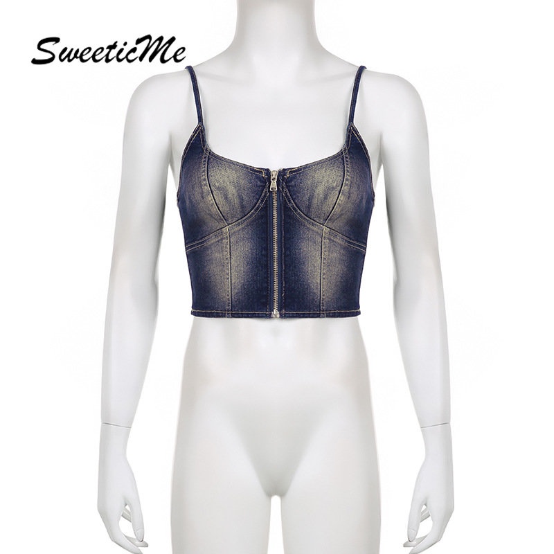 Áo Tank Top Ôm Dáng Phối Khóa Kéo Hở Lưng Quyến Rũ Thời Trang 2023 Cho Nữ