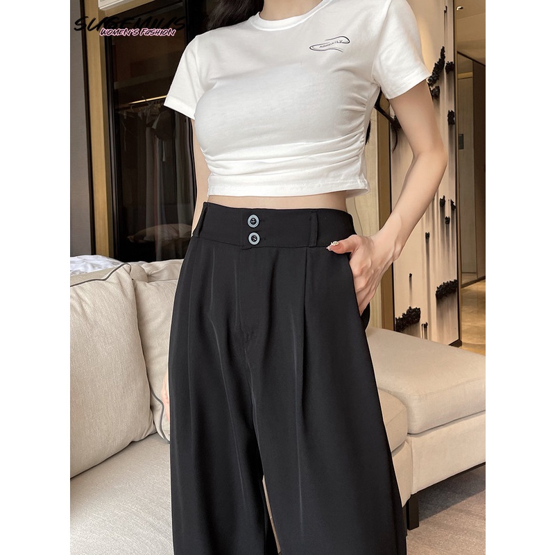 Quần Tây Ống Rộng Lưng Cao size Lớn s-4xl Thời Trang Cho Nữ
