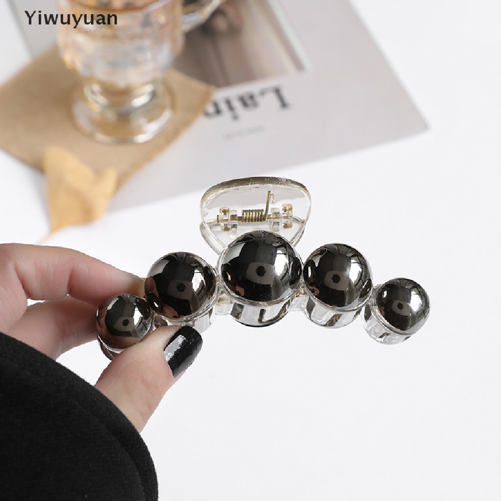 &lt; Yiwuyuan &gt; Kẹp Tóc Càng Cua Lớn Bằng Acrylic Đính Ngọc Trai Đen Thời Trang Cho Nữ Giảm Giá