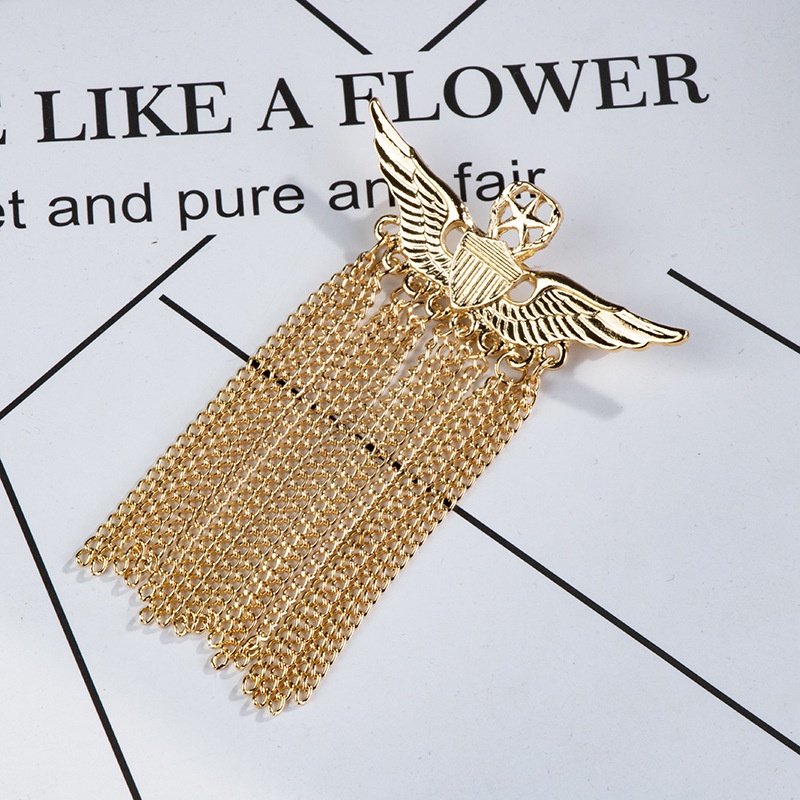 Huy Hiệu Cài Áo Hình Ngôi Sao Năm Cánh Phối Dây Xích Bằng Hợp Kim Thời Trang