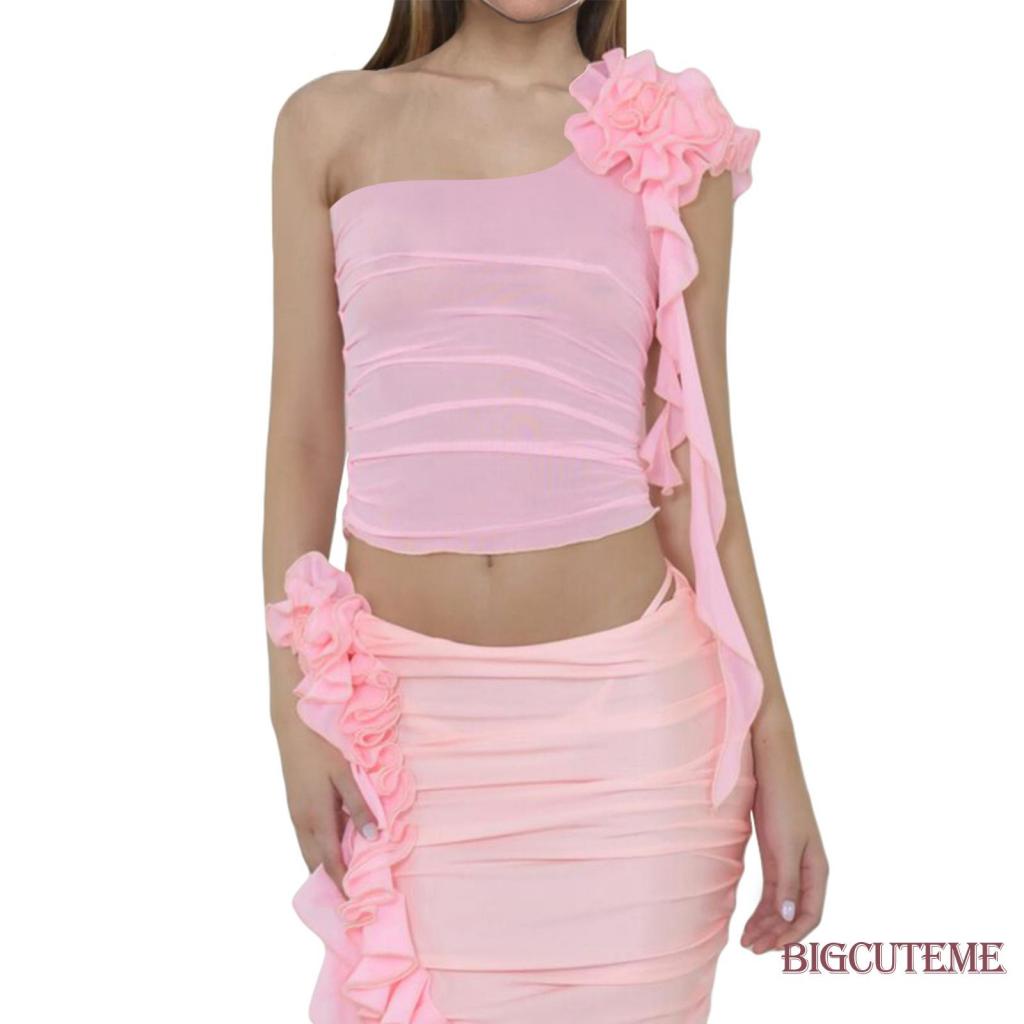 Áo Croptop Sát Nách Màu Sắc Trơn In Họa Tiết Hoa Thời Trang Mùa Hè Cho Nữ