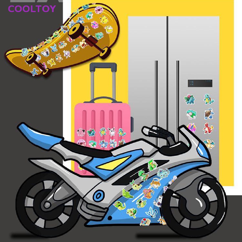 Cooltoy Bộ 50 Miếng Dán Hoạt Hình Pokemon Chống Thấm Nước Kawaii