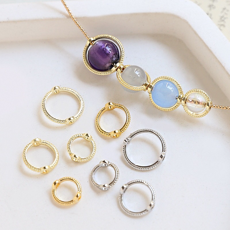 Nhẫn Hai Lỗ Đính Hạt Ngọc Trai / Ren 18K Bảo Quản Màu Sắc