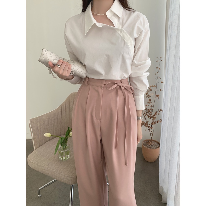 Áo Sơ Mi Nữ Tay Dài Dáng Rộng Phong Cách Hàn Quốc