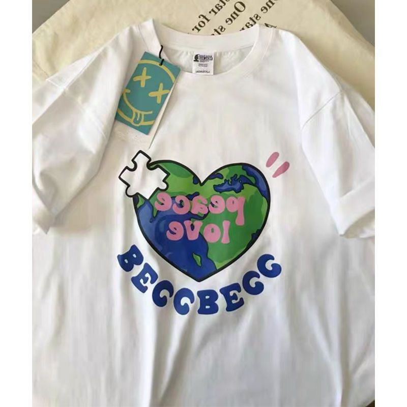 Áo Thun 100% Cotton Tay Ngắn Dáng Rộng Thời Trang Mùa Hè Phong Cách Hàn Quốc