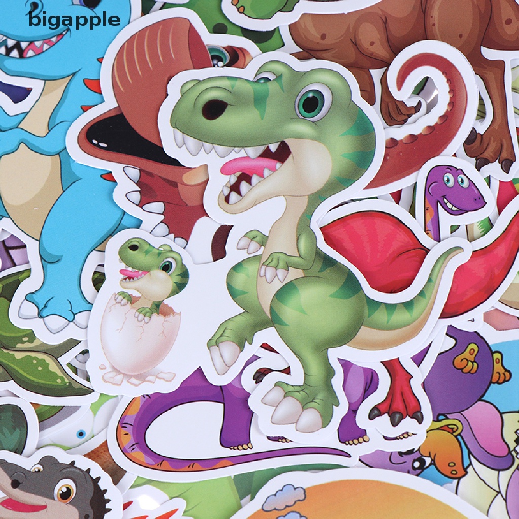 Bigapple Set 50 Miếng Dán Hình Khủng Long Hoạt Hình Trang Trí Sổ Tay Ghi Ta