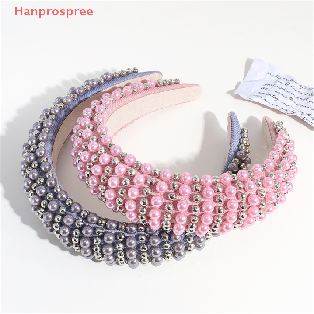 Hanprospree > Băng Đô Cài Tóc Đính Hạt Ngọc Trai Giả Bằng Mút Dày Cao Cấp Handmade Dành Cho Nữ Dự Tiệc