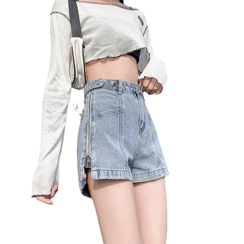 Quần Short Jeans Khóa Kéo Thời Trang Hàn Quốc Cho Nữ