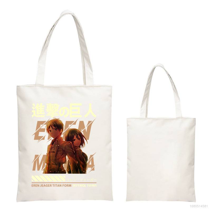 Túi Xách Vải Canvas Cỡ Lớn In Hình Phim Attack on Titan Thời Trang Cho Nữ