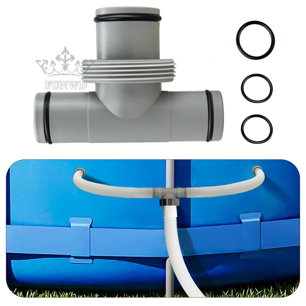 【FUNWD】For Intex Split Hose Plunger Valve Pool Part 1.5in to 2 1.25in T-connectors